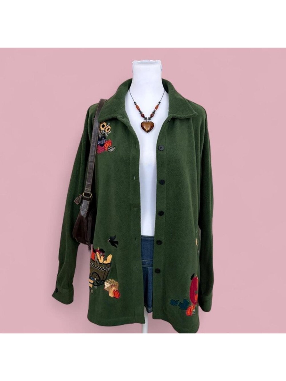 90s autumnal fall cottagecore fleece cardigan